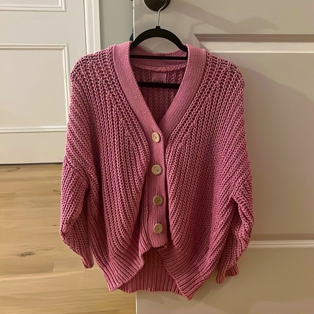 Babaa Cotton Cardigan in Fallen Bougainvillea